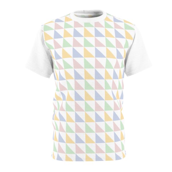 Unisex Geometric Pattern T-Shirt - Pastel Triangles Design | CustomHive