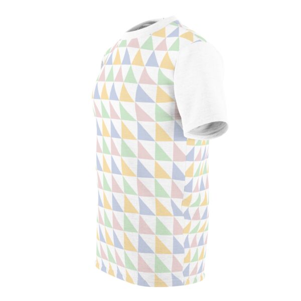 Unisex Geometric Pattern T-Shirt - Pastel Triangles Design | CustomHive - Image 3