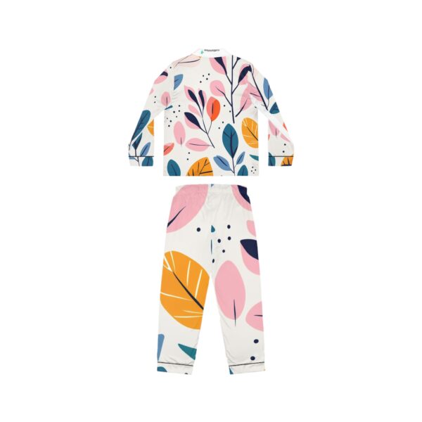 Colorful Leaf Satin Pajamas Set for Women - Image 2