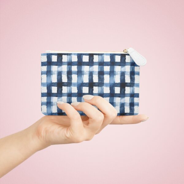 Personalized Mini Clutch Bag with Blue Line Grid Design - Image 4