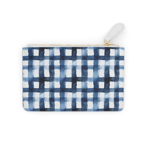 Personalized Mini Clutch Bag with Blue Line Grid Design