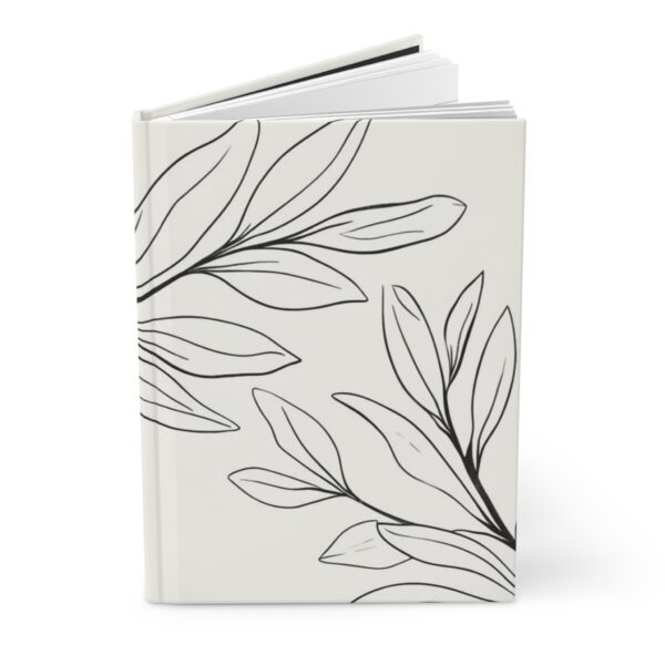 Minimalist Black & White Leaf SketchMatte Hardcover Journal - Image 3