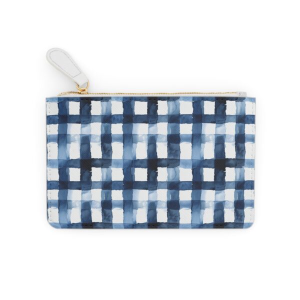 Personalized Mini Clutch Bag with Blue Line Grid Design - Image 2